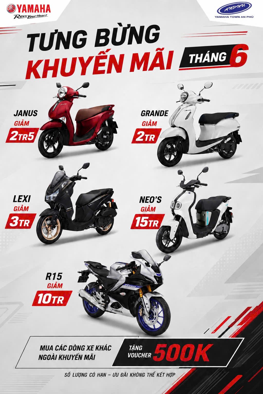 📰 YAMAHA AN PHÚ TUNG ƯU ĐÃI LỚN THÁNG 6 – GIẢM GIÁ ĐẾN 15 TRIỆU ĐỒNG